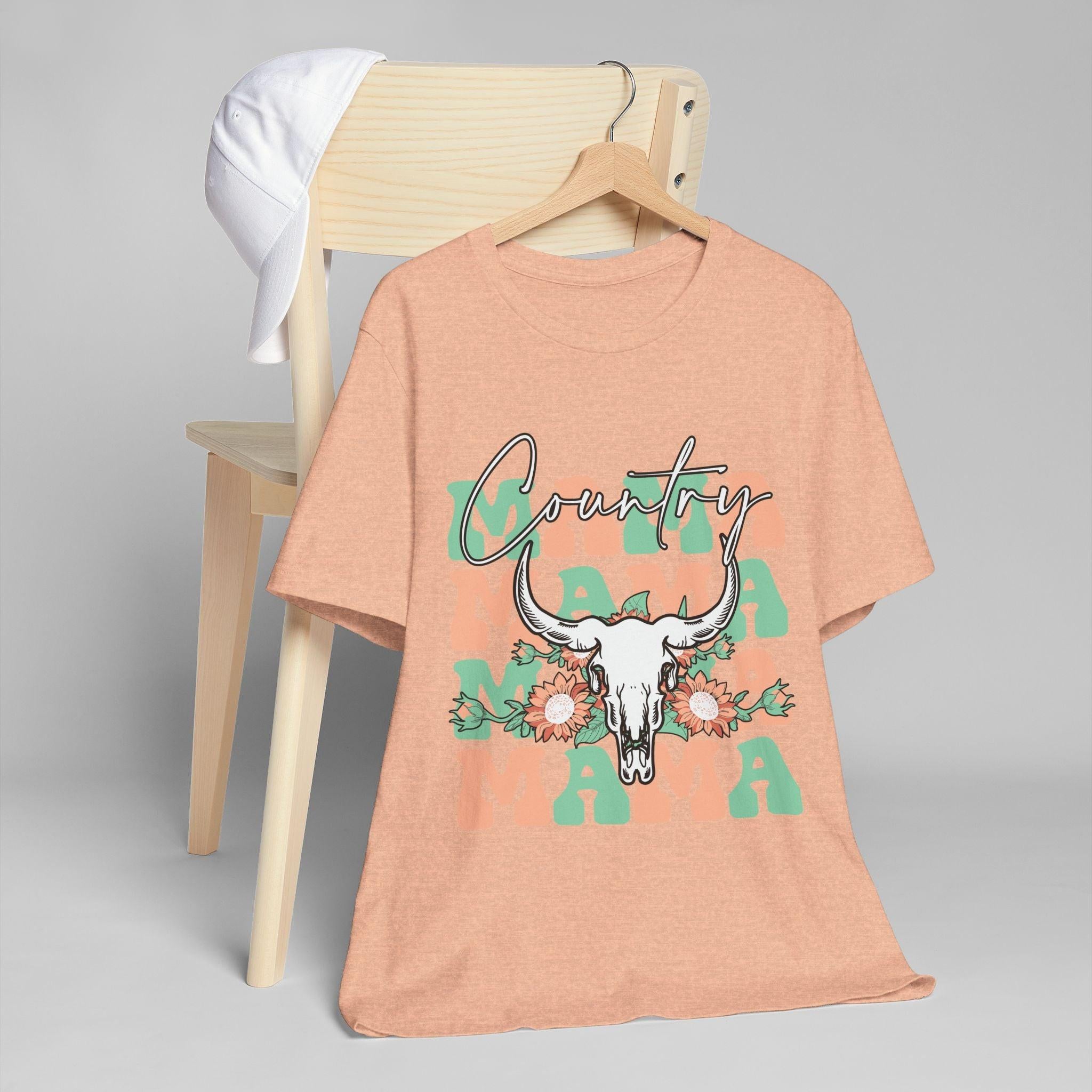 Country Mama Tee – Floral Longhorn Graphic T-Shirt