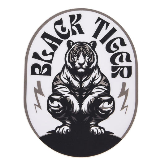 Schwarzer Tiger Ovaler Weißer Aufkleber