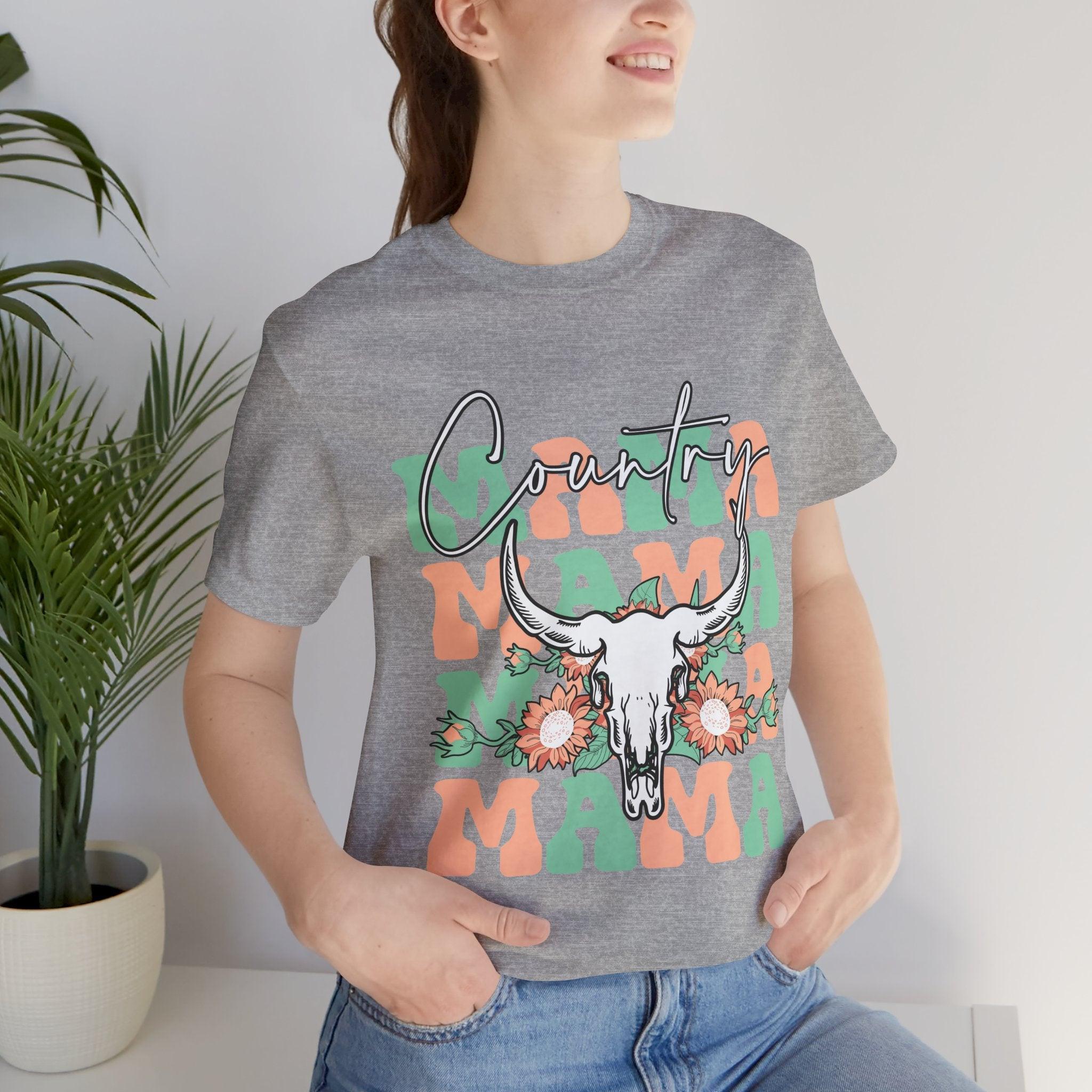 Country Mama Tee – Floral Longhorn Graphic T-Shirt