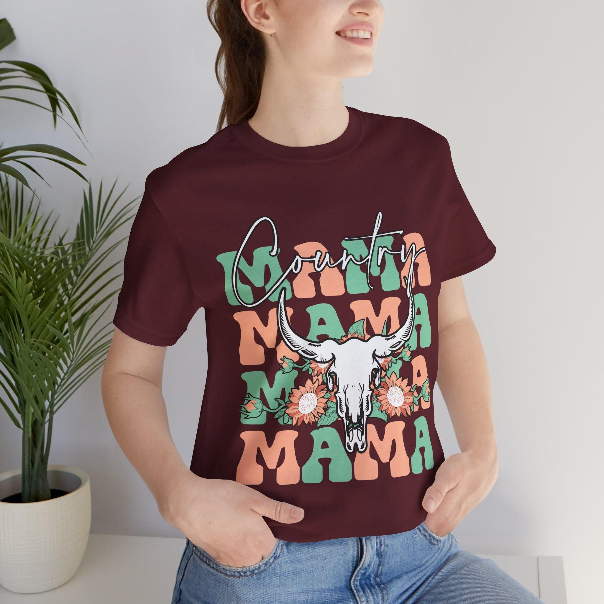 Country Mama Tee – Floral Longhorn Graphic T-Shirt