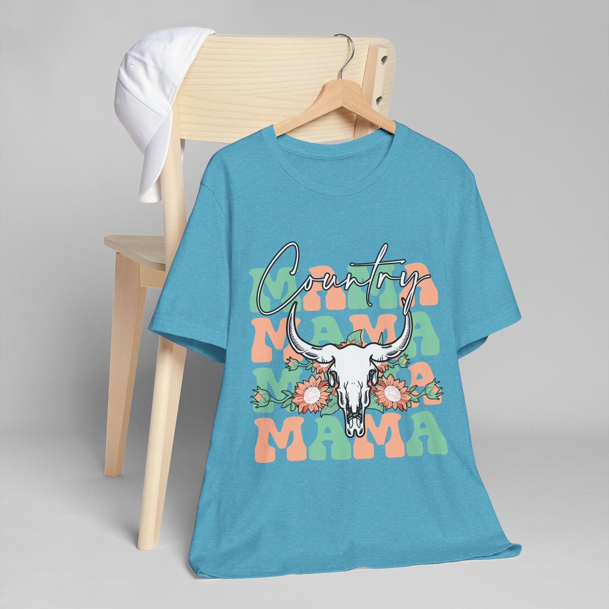 Country Mama Tee – Floral Longhorn Graphic T-Shirt
