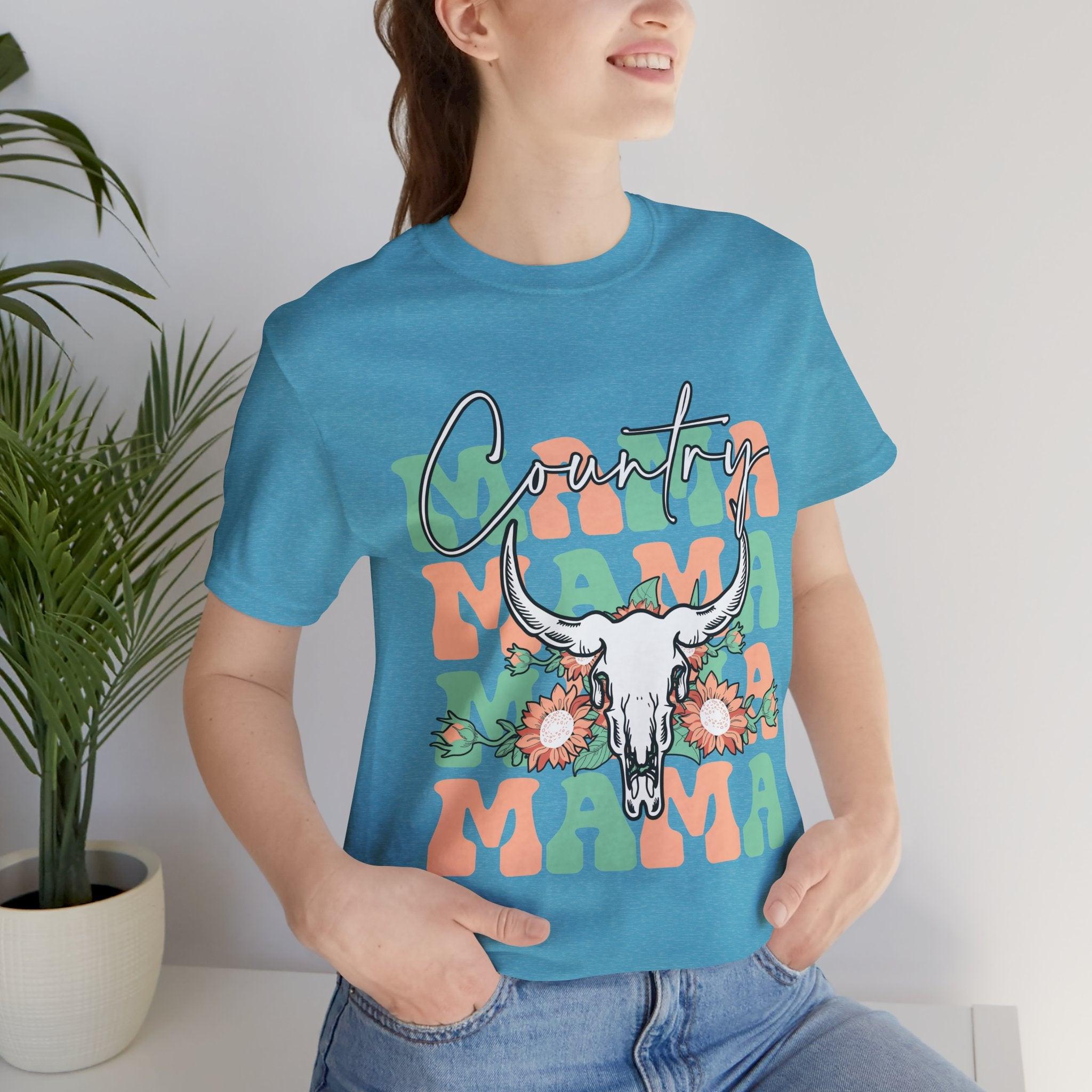 Country Mama Tee – Floral Longhorn Graphic T-Shirt