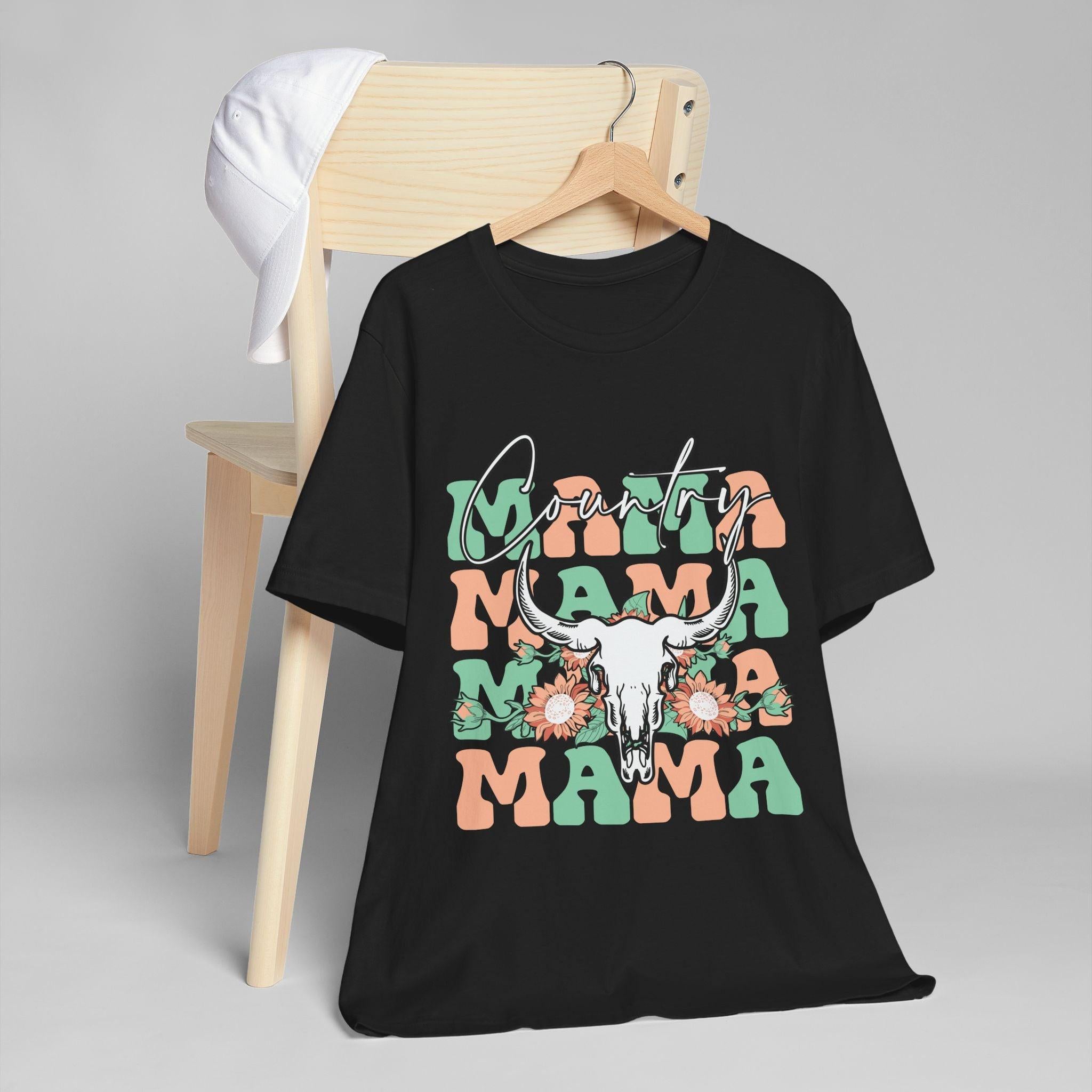 Country Mama Tee – Floral Longhorn Graphic T-Shirt
