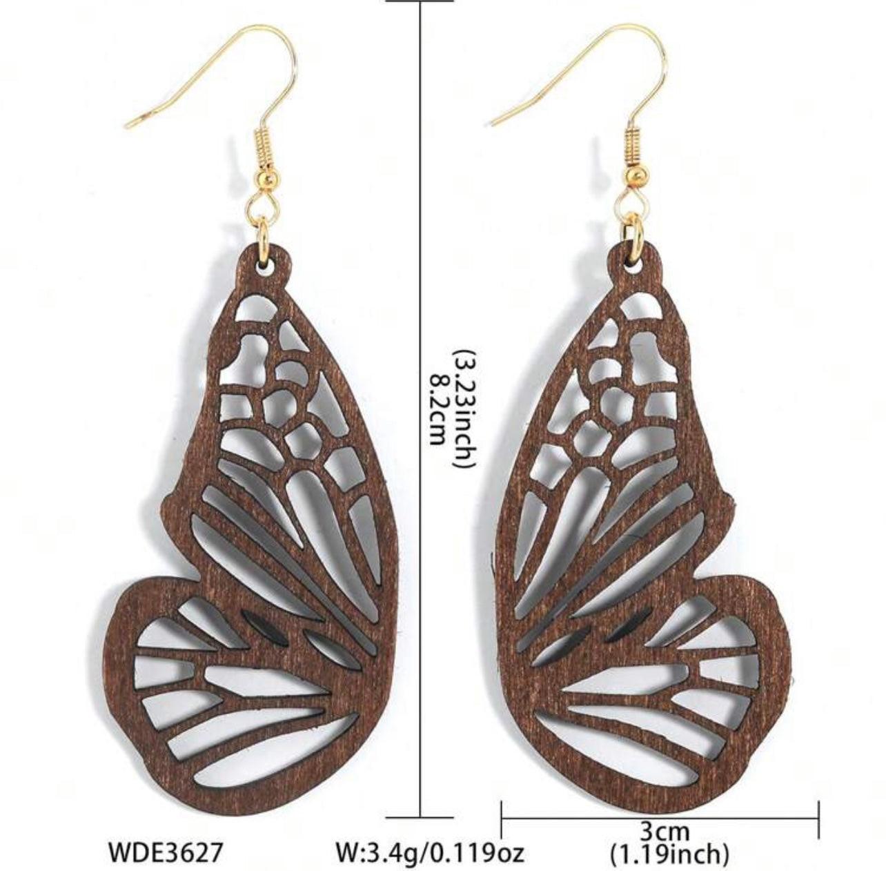 Beautiful Butterfly Wood Earrings