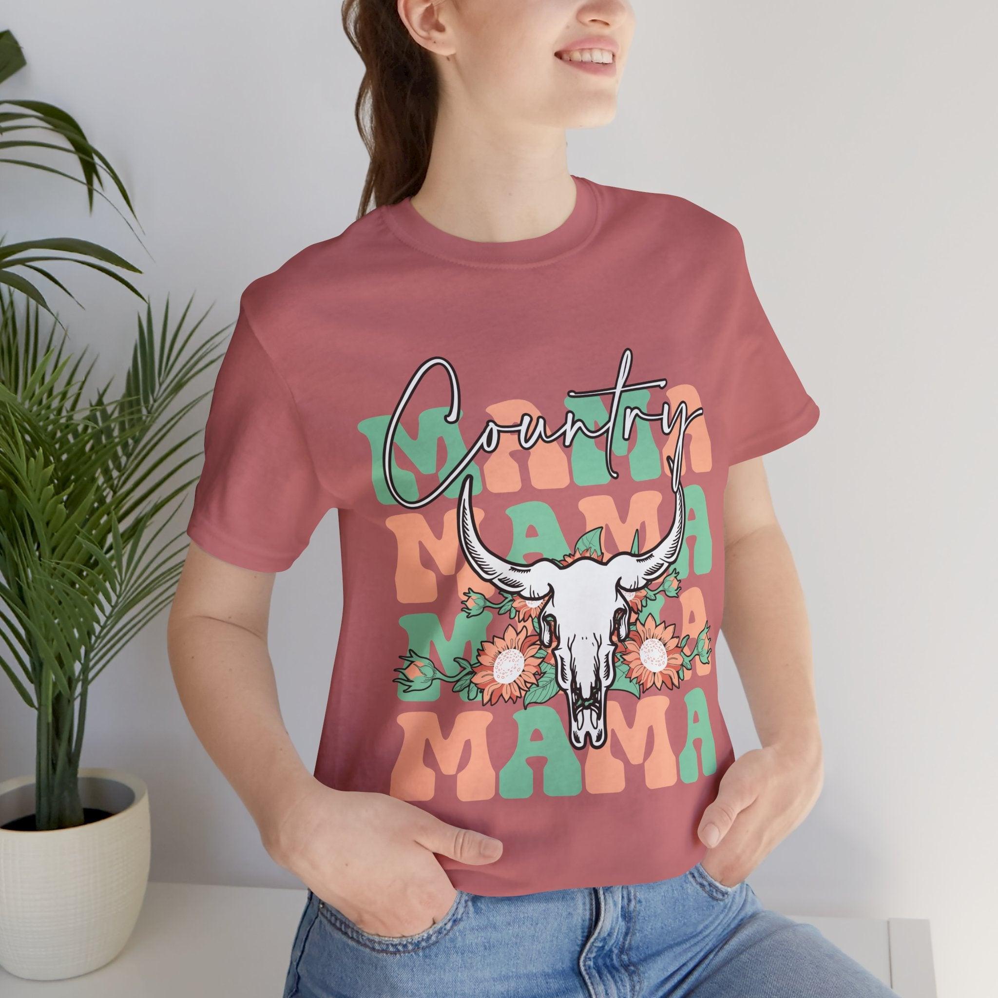Country Mama Tee – Floral Longhorn Graphic T-Shirt
