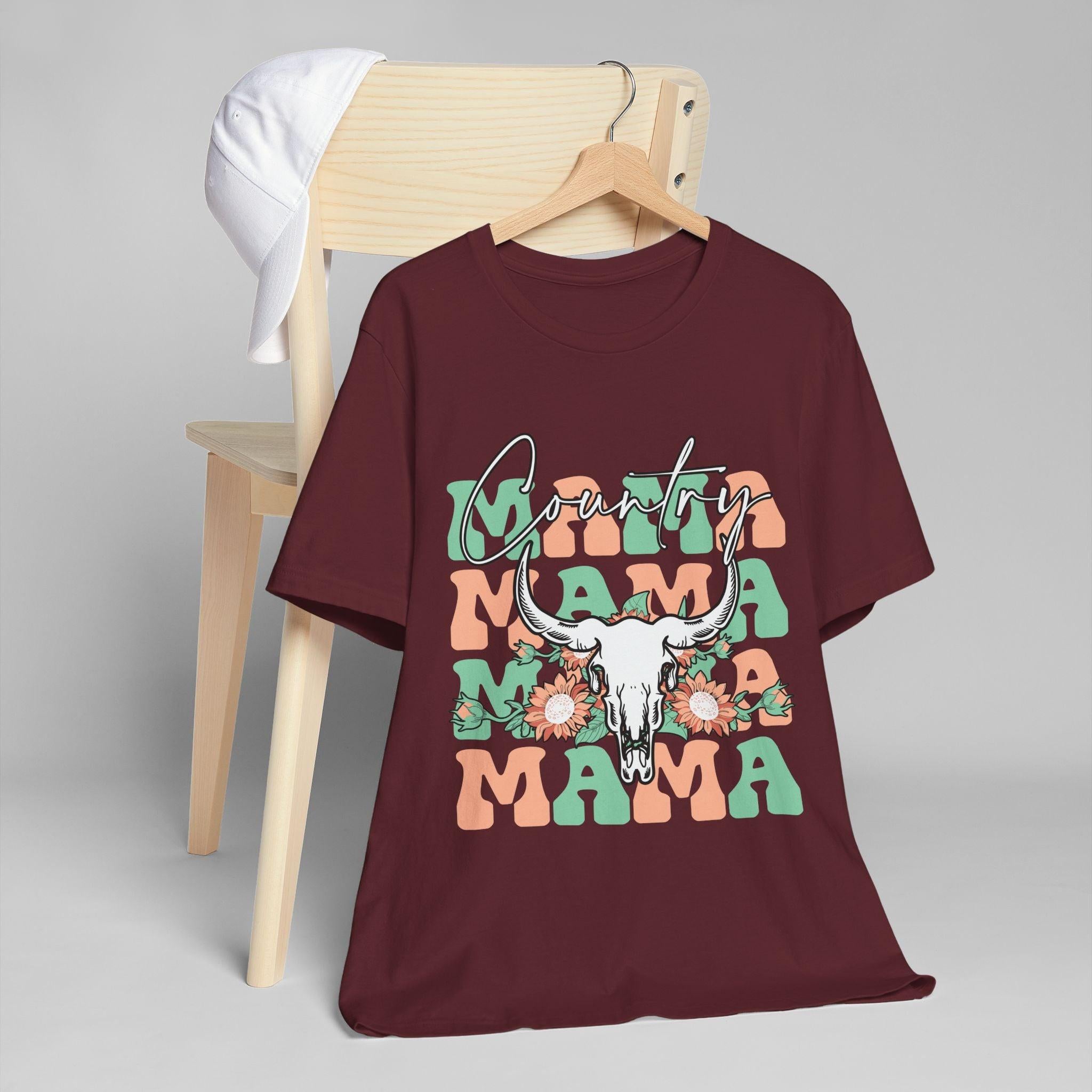 Country Mama Tee – Floral Longhorn Graphic T-Shirt