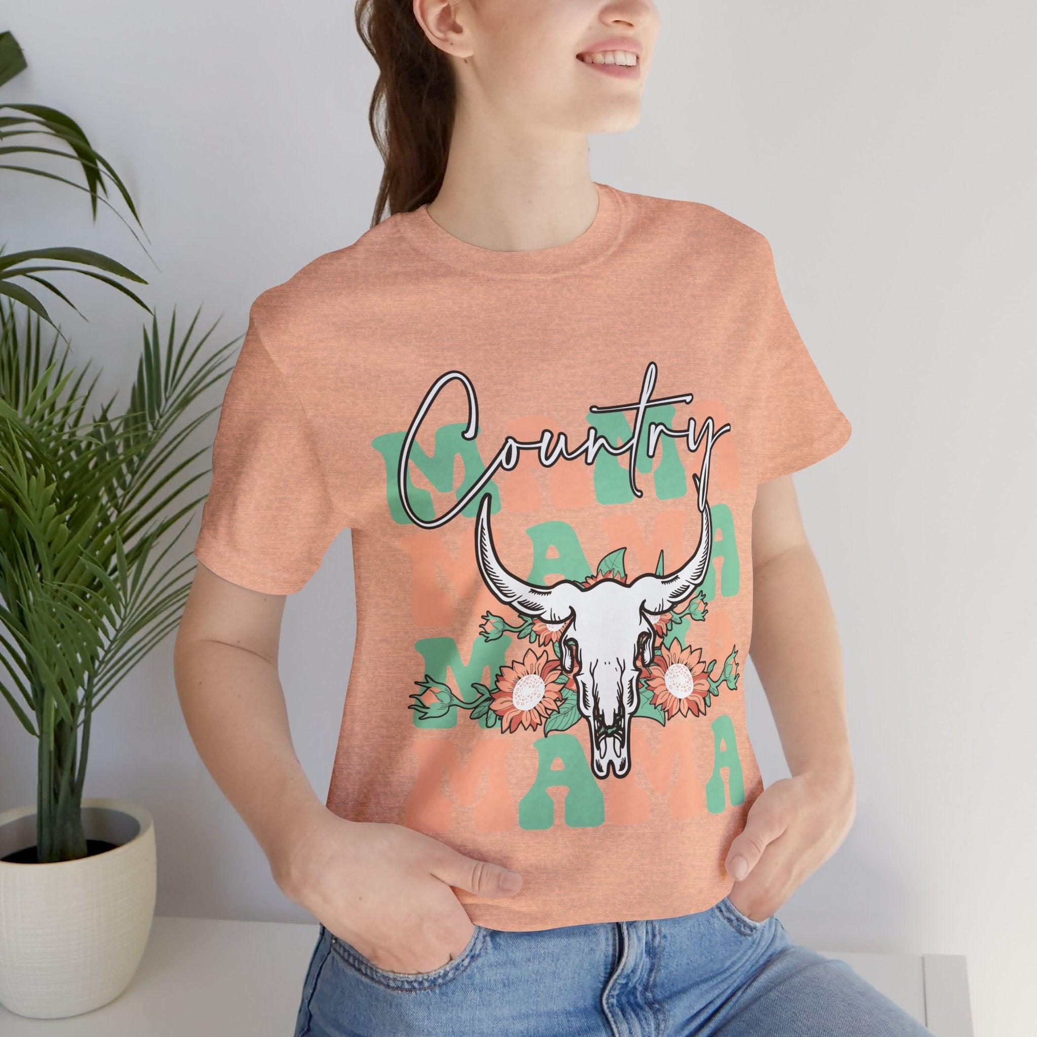 Country Mama Tee – Floral Longhorn Graphic T-Shirt