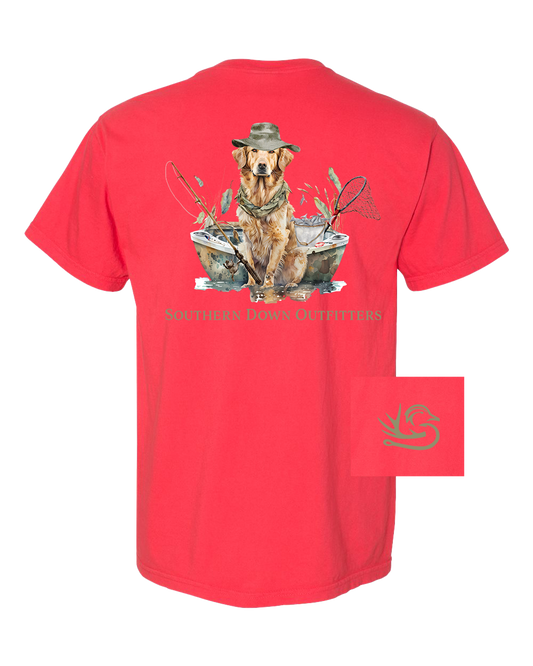 Hund im Boot Southern Down Outfitters Herren Kurzarm-T-Shirt