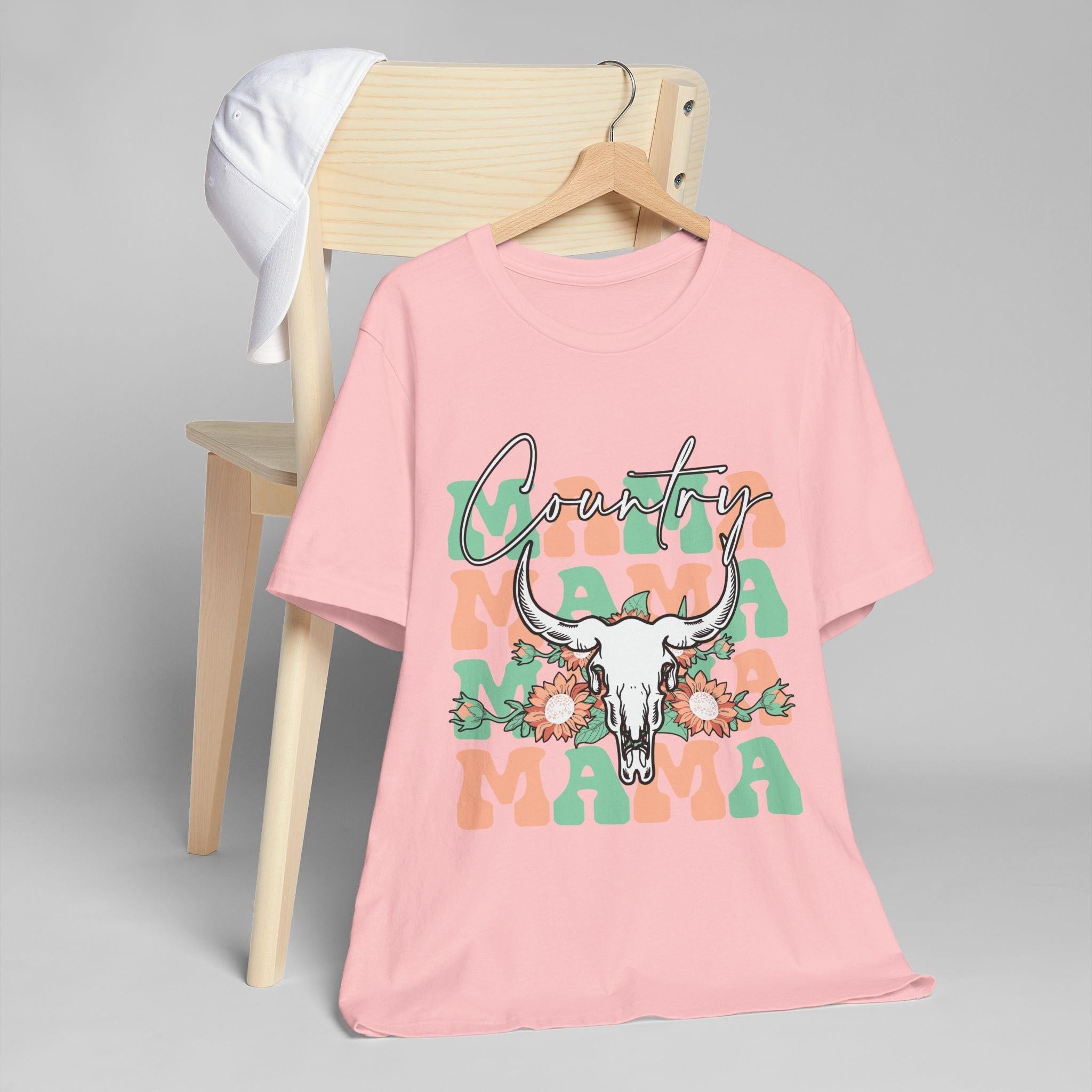 Country Mama Tee – Floral Longhorn Graphic T-Shirt