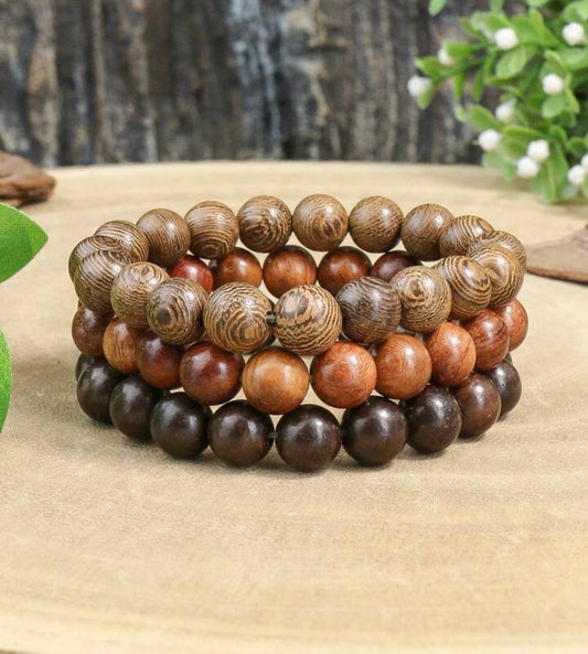 Armband-Set mit Holzperlen zum Stapeln
