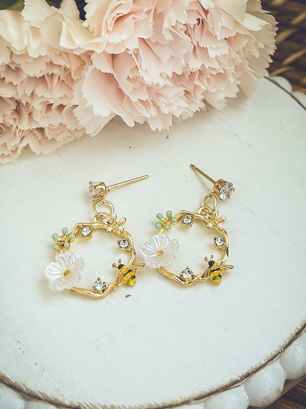 Gold Bumble Bee Earrings