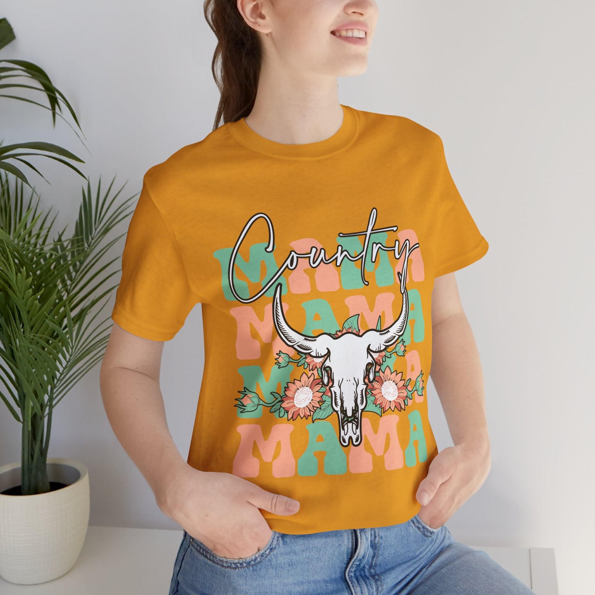 Country Mama Tee – Floral Longhorn Graphic T-Shirt