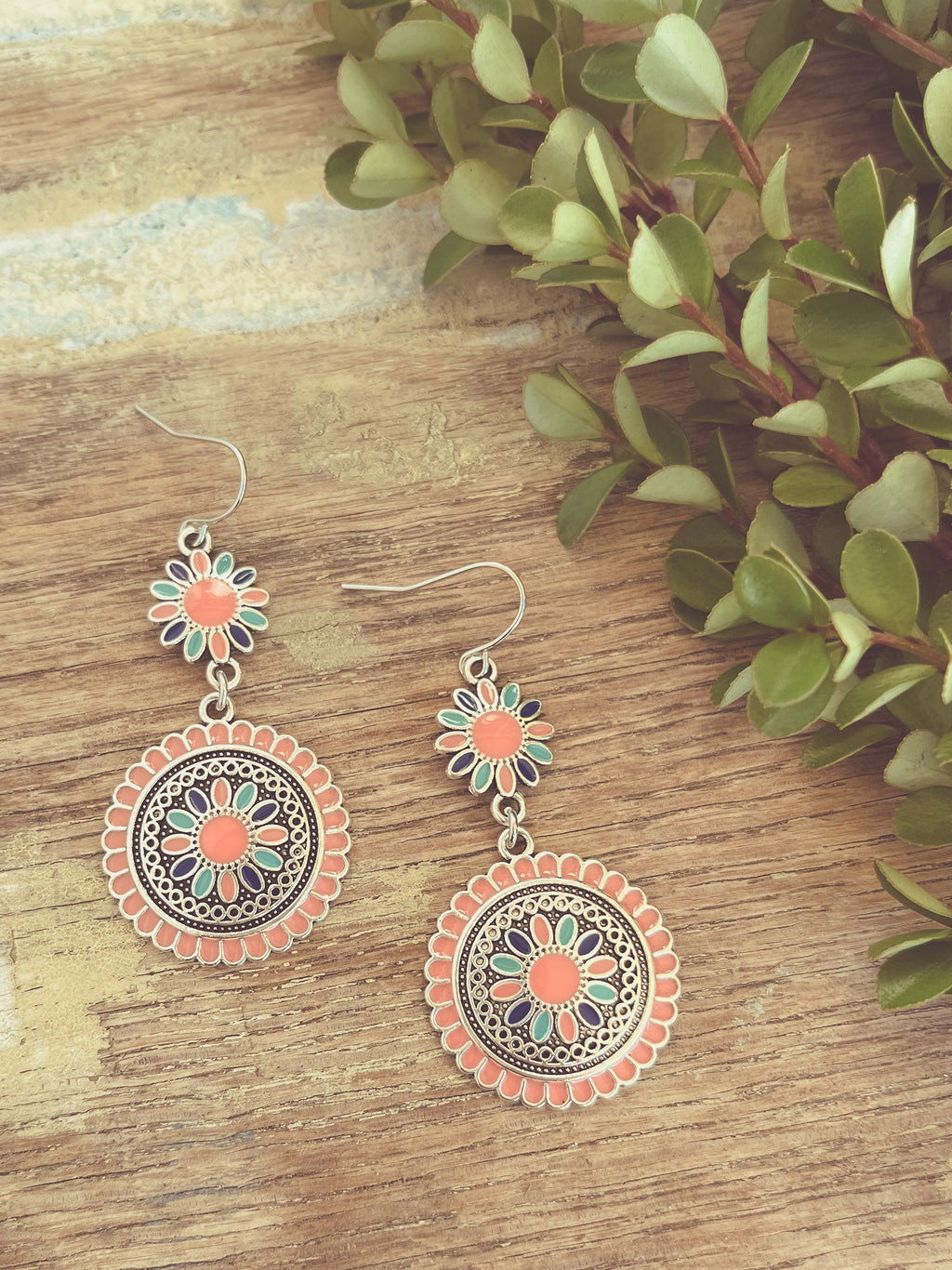 Beautiful Blue and Pink Drop Earrings