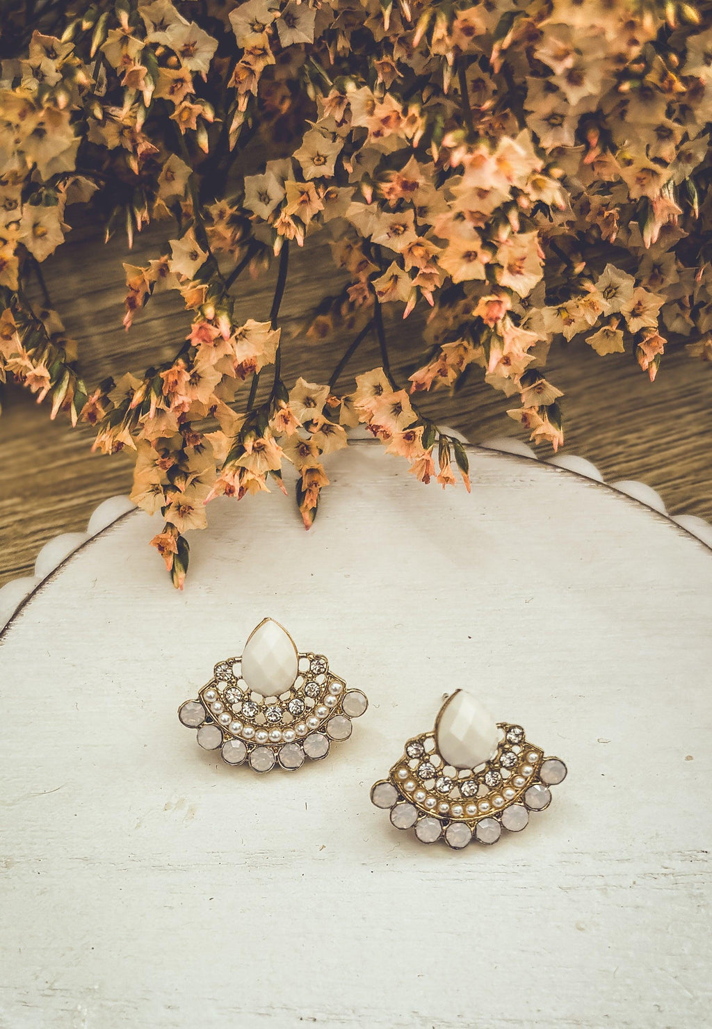 Beautiful Crystal and White Post Earrings