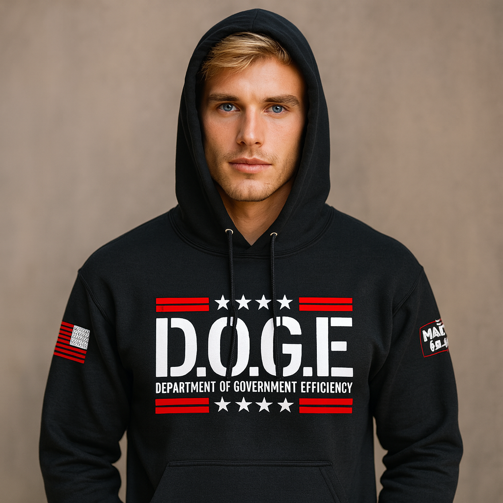 D.O.G.E Schwarzer Hoodie mit Rot
