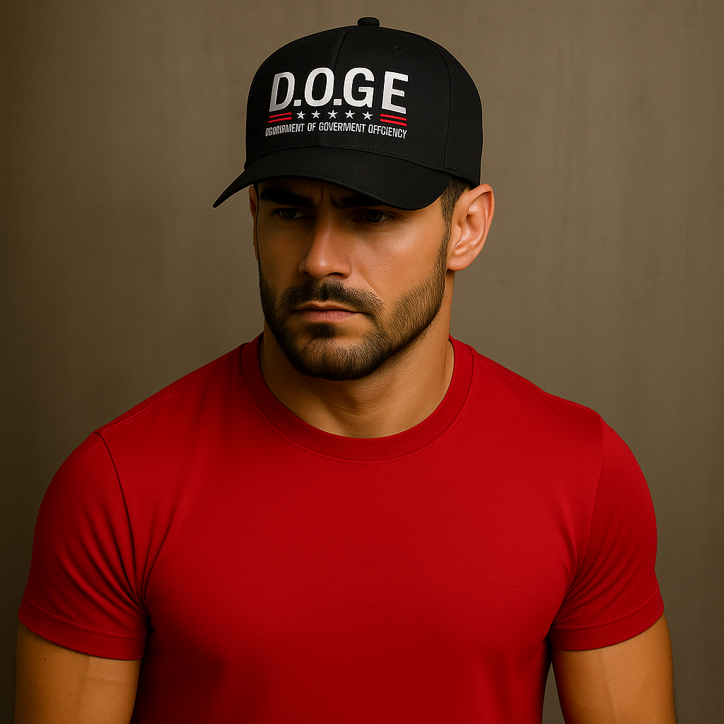 FLEX-FIT – D.O.G.E Schwarz mit rotem Hut