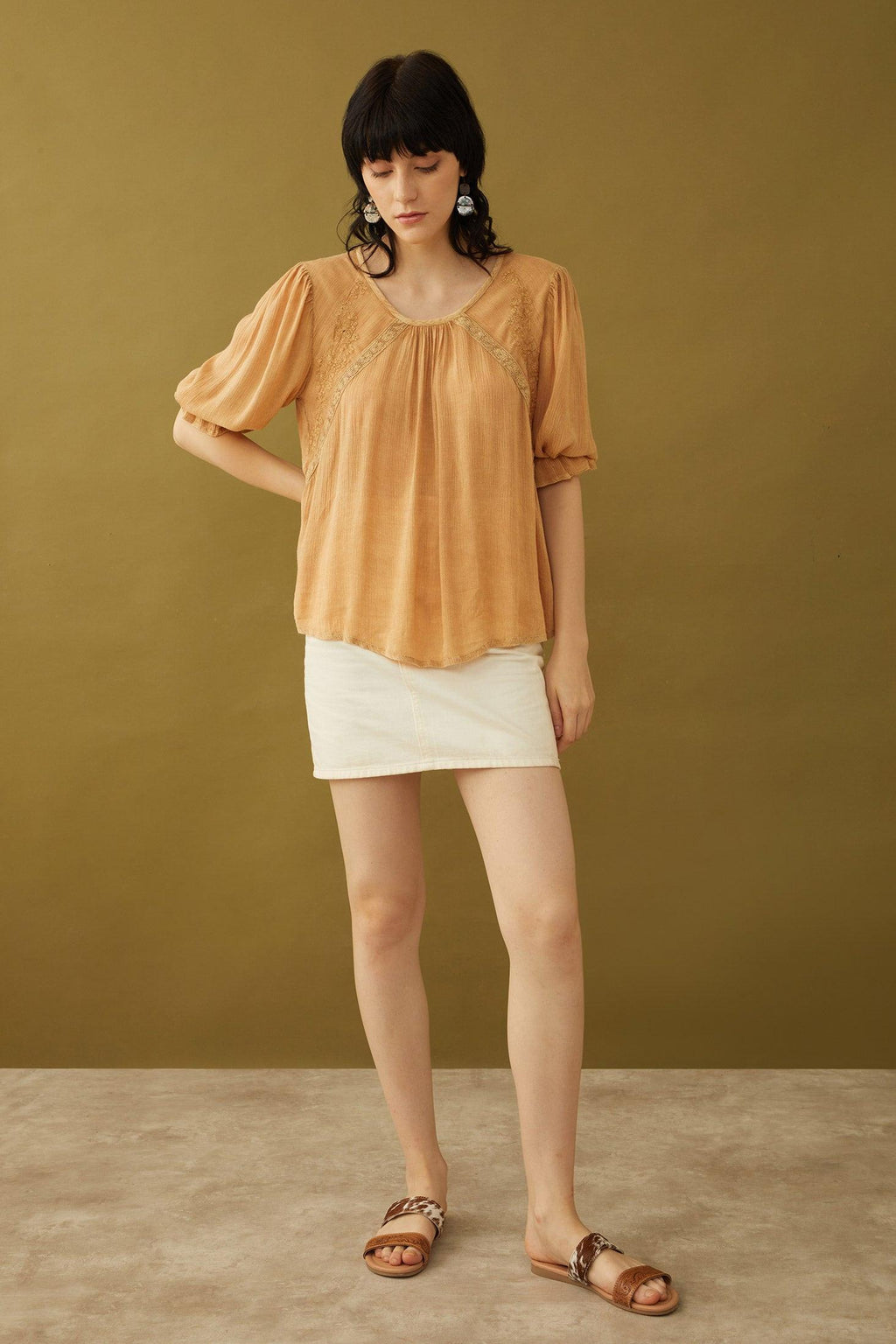 Bohera Cherise Embroidered Washed Top