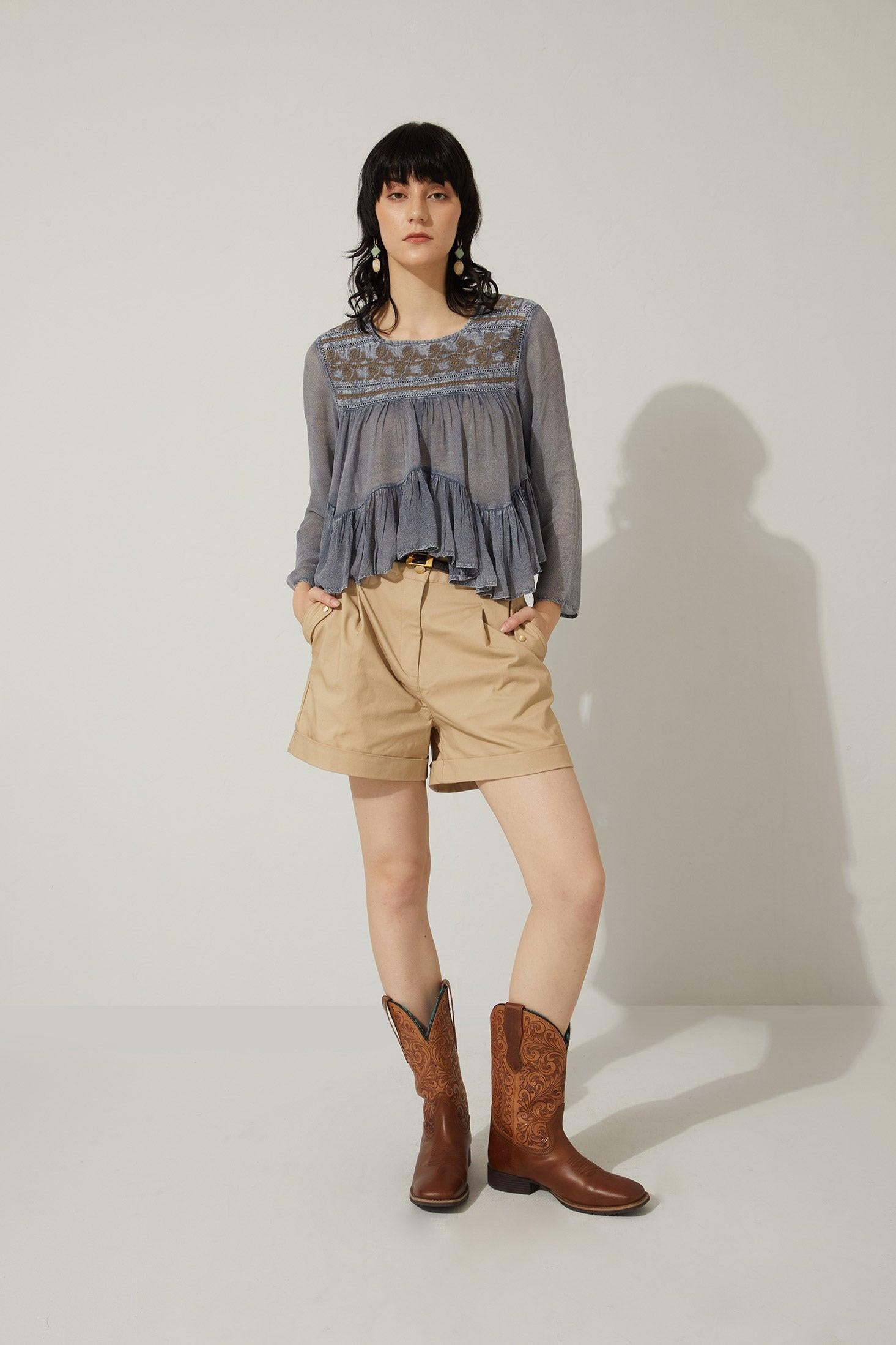 Bohera Moana Embroidered Washed TOP