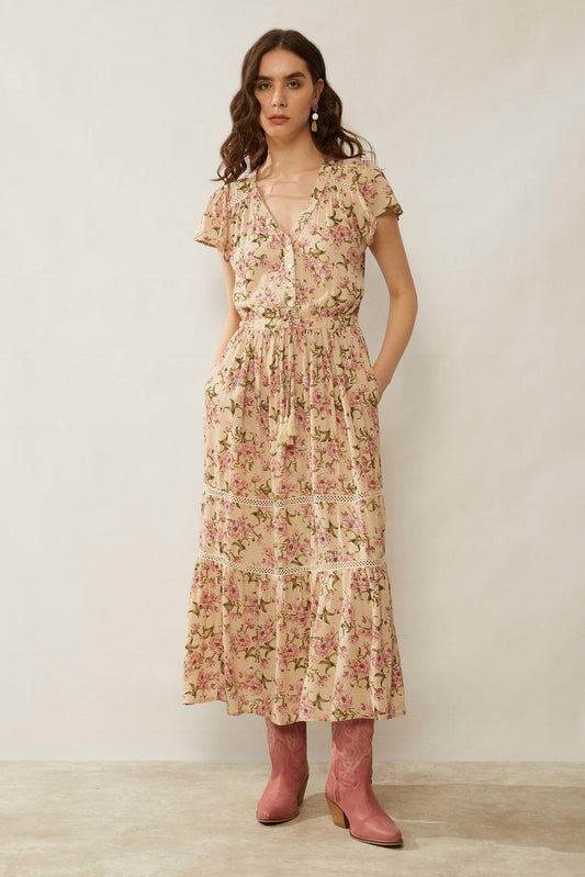 Bohera Floral Splendor Drop Waist Dress