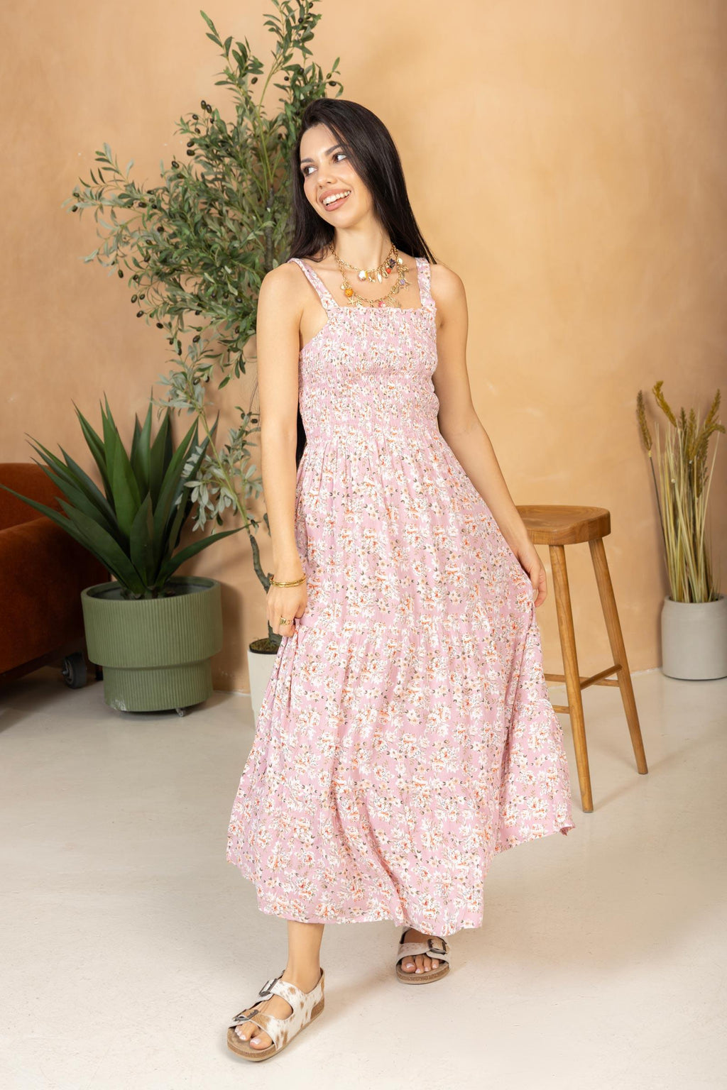 Bohera Juleebee Smocking Dress in Pink