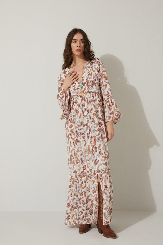 Bohera Carrington V-Ausschnitt Maxikleid mit Paisleymuster