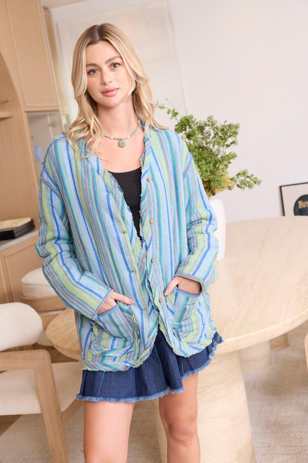 Earlene Striped Button Top