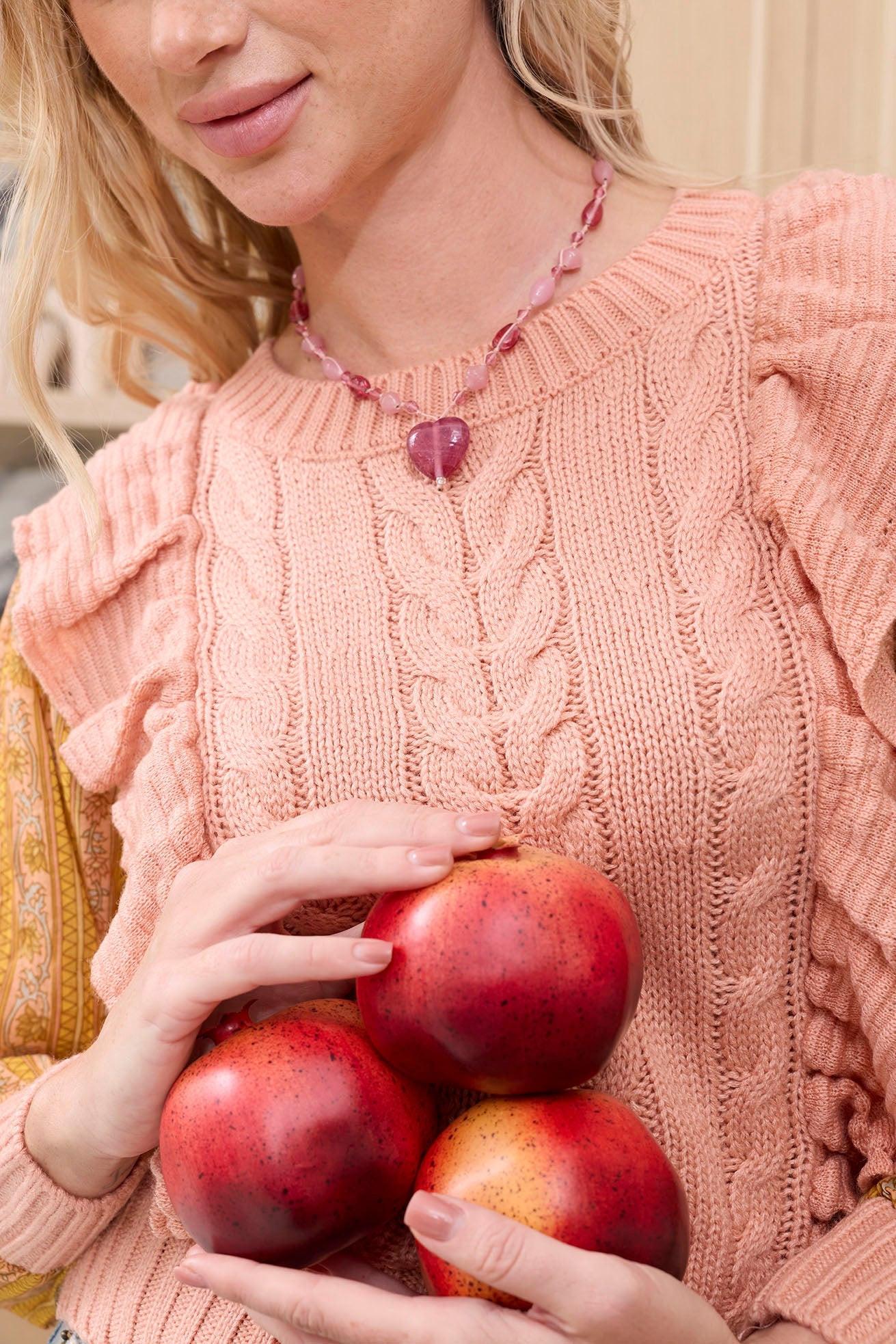 Penelope Ruffled Sweater in Peach