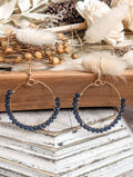 Beautiful Black Beaded Hoop Earrings