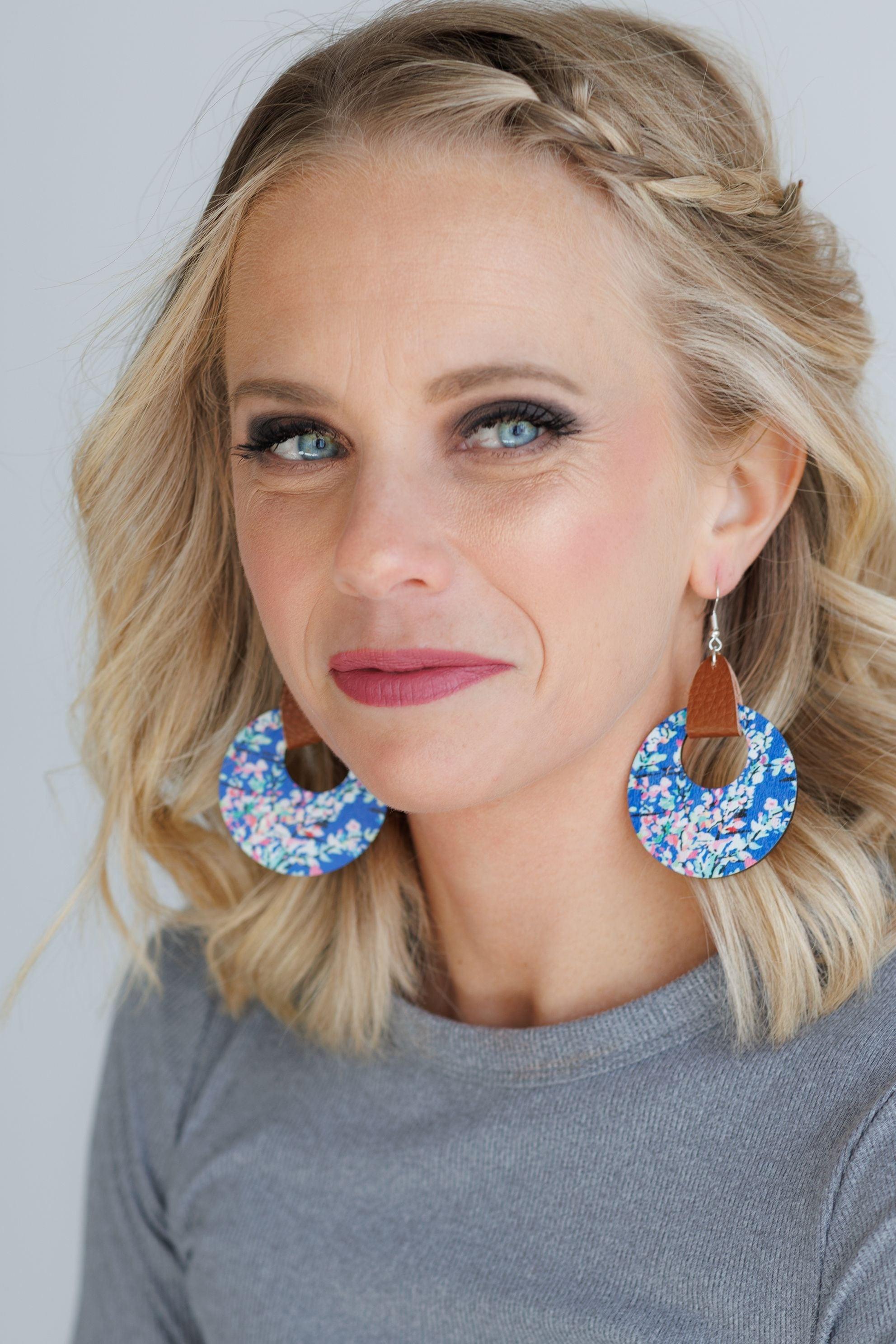 Beautiful Wood and Leather Circle Hoop Earrings