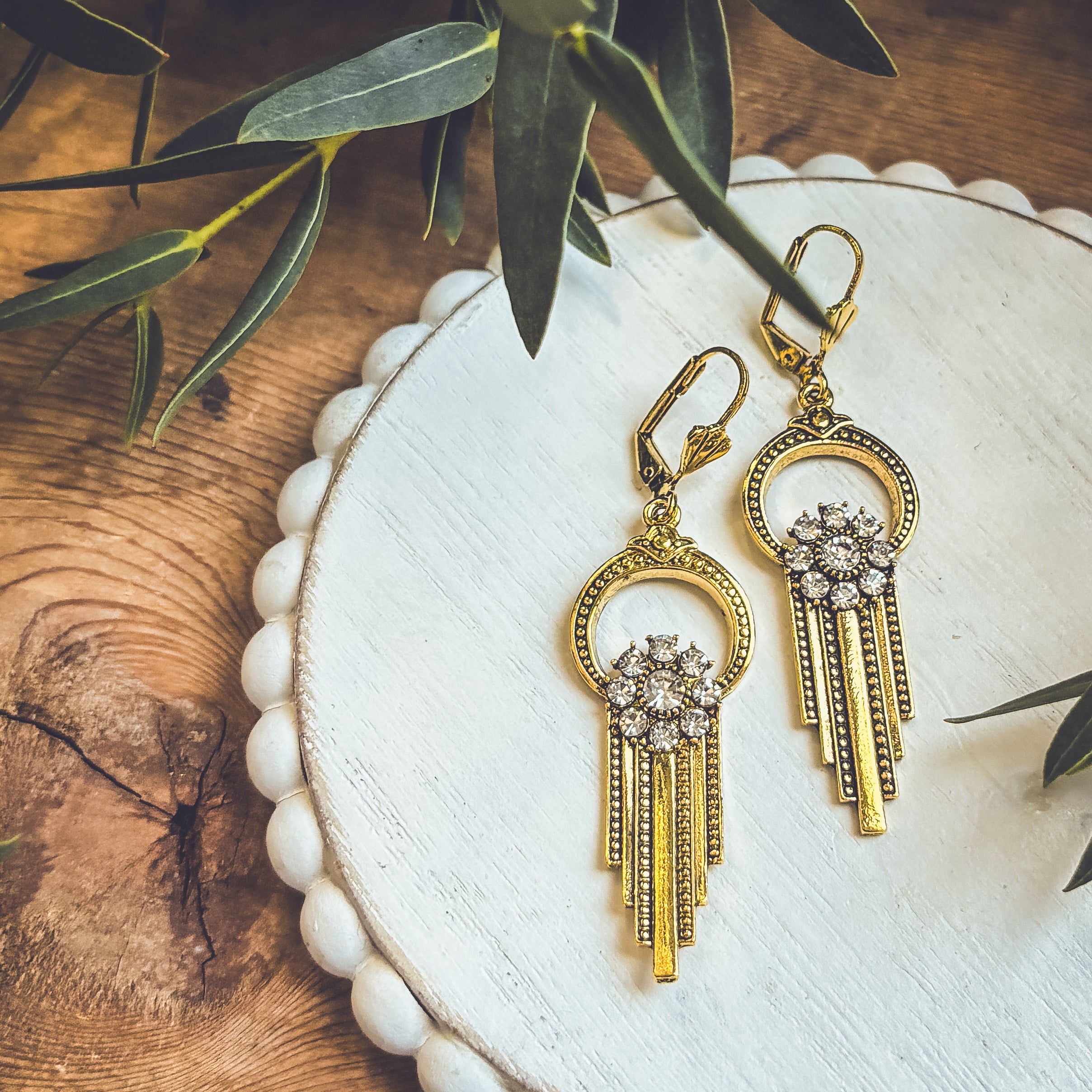 Beautiful Gold and Crystal Victorian Earrings
