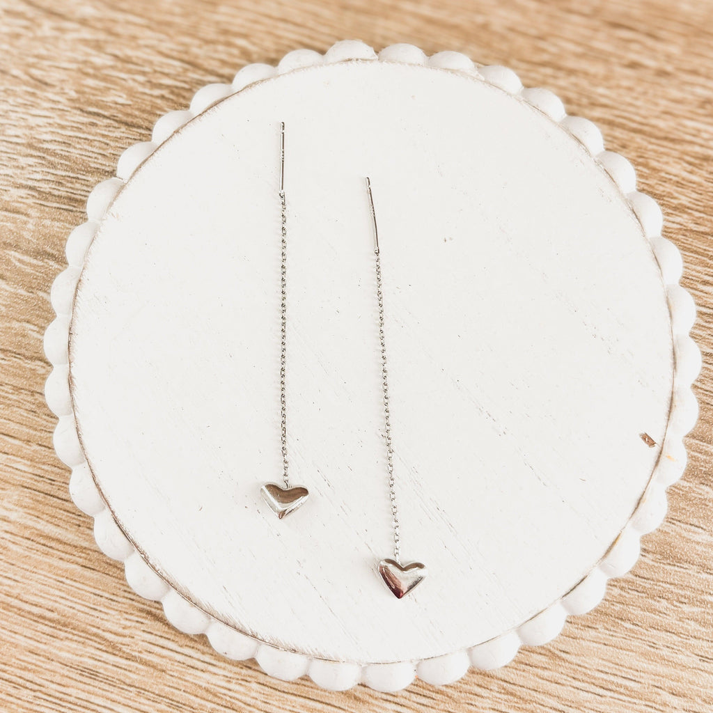 Beautiful Dainty Gold or Silver Heart Drop Earrings