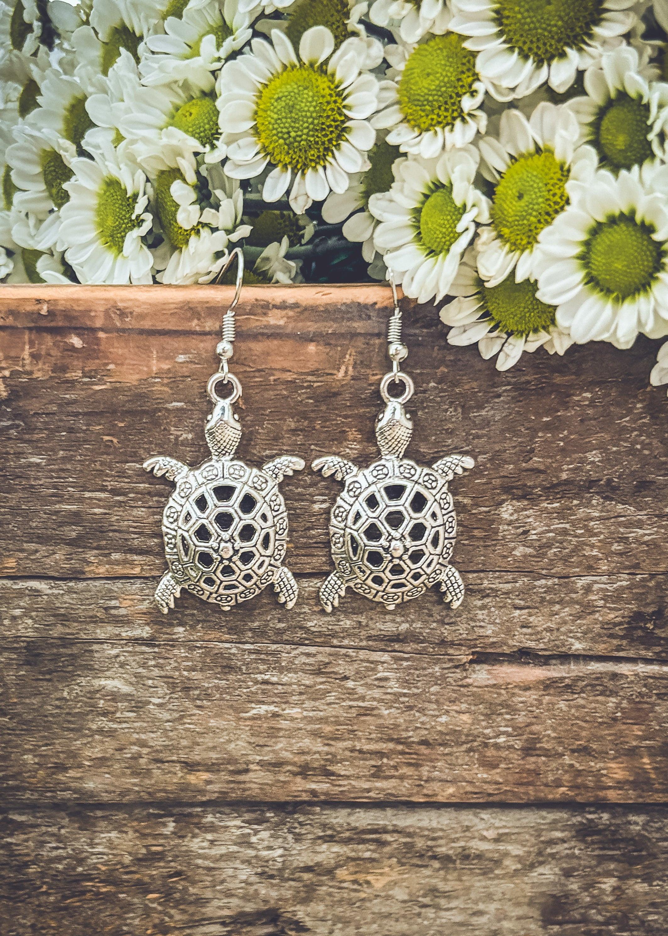 Silver Turtle Earrings