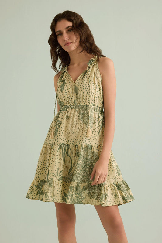 Fionas florales A-Linien-Kleid in Grün