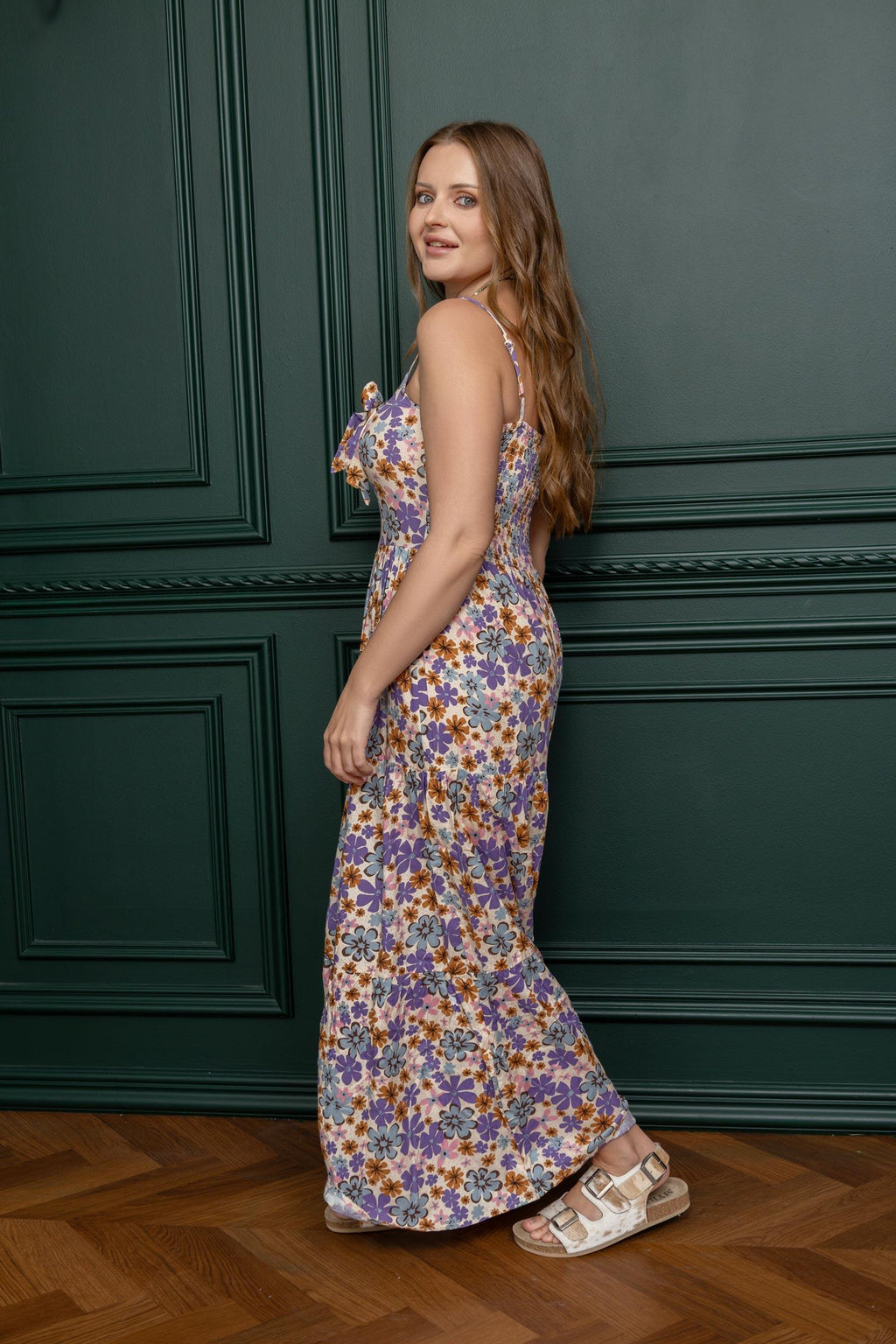 Jocelyn Joy Floral Dress In Purple