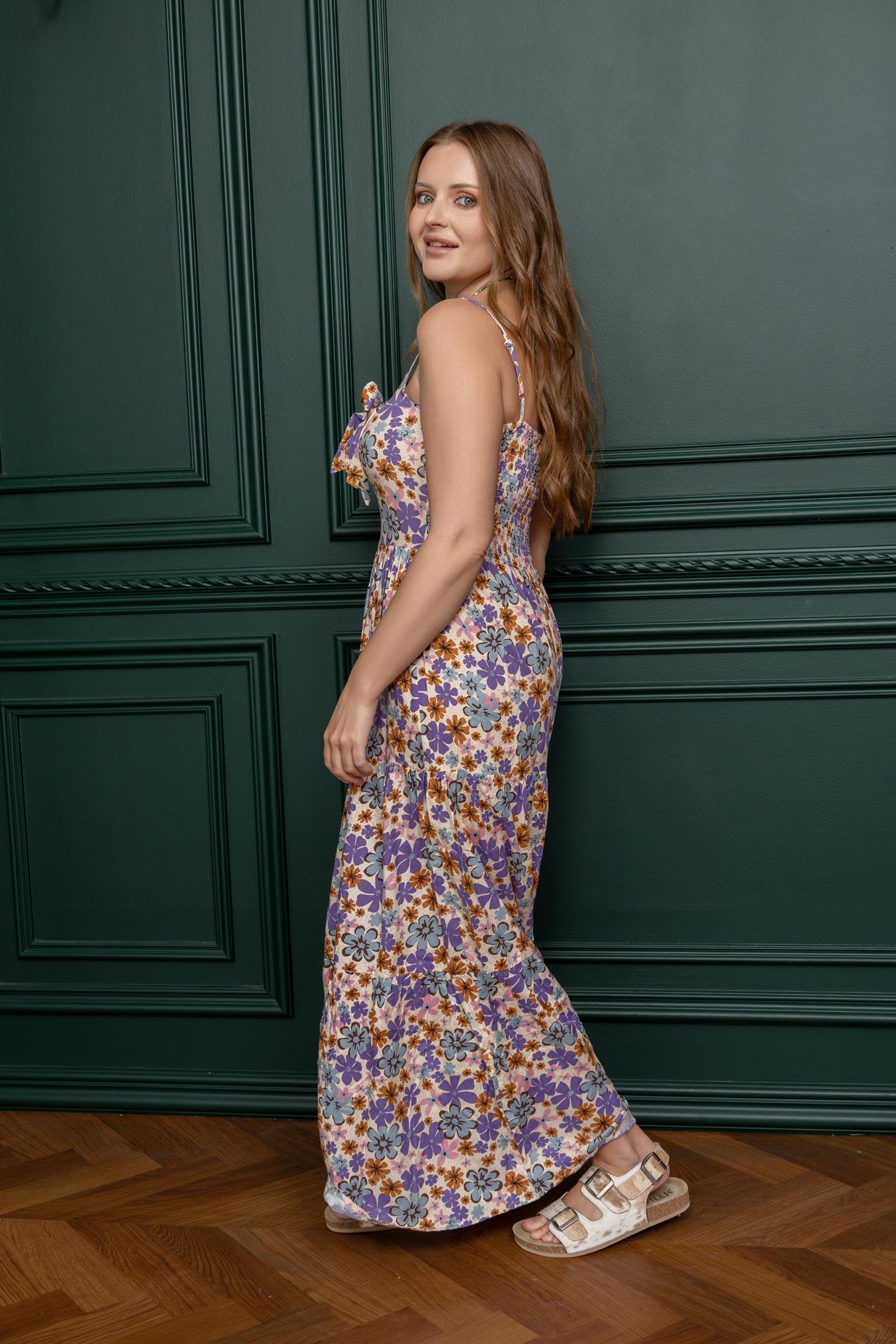 Jocelyn Joy Floral Dress In Purple