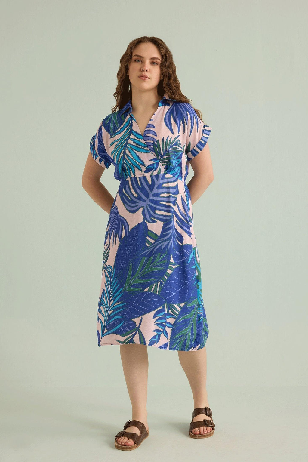 Island Breeze Shirt Dress  In Blue