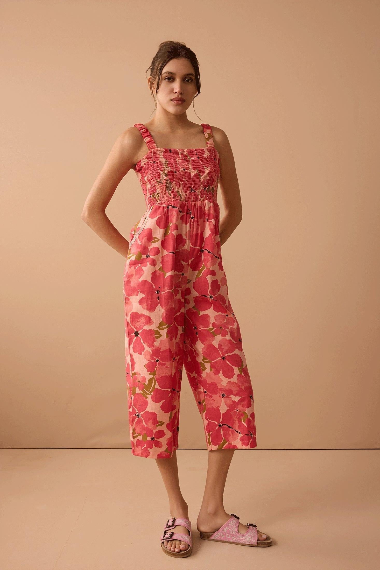 Danielle's Delight Floral Jumper In Red