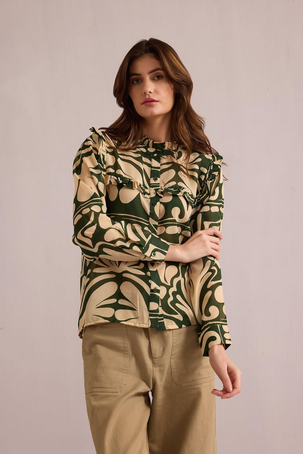 Valeria's Grace Top In Off White and Green