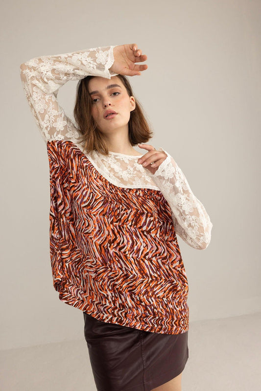 Spitzentop Tigerlily mit mehrfarbigem Print