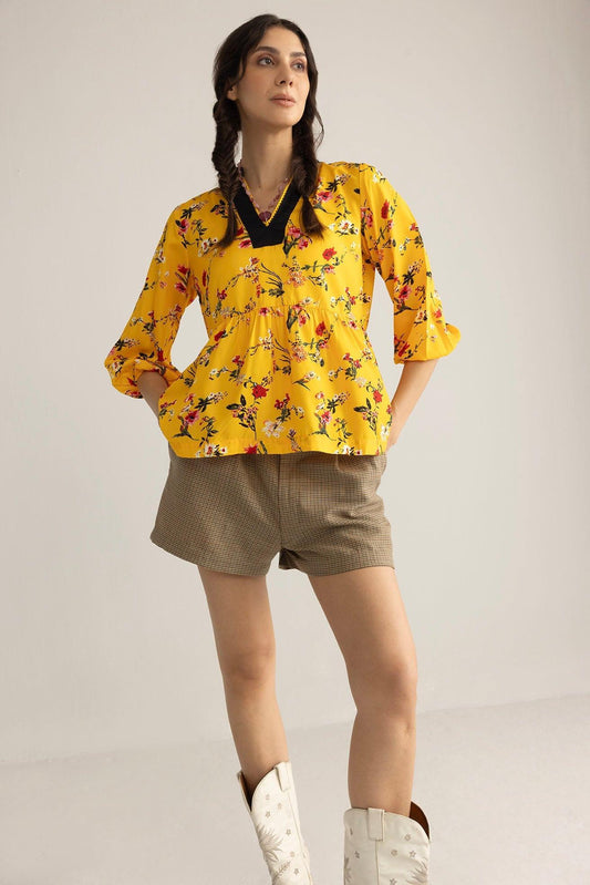 Zinnia Blaze Tunika-Top in Ringelblumen-Rush