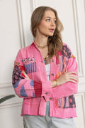 Wildberry Patchwork Shacket in Faded Pink