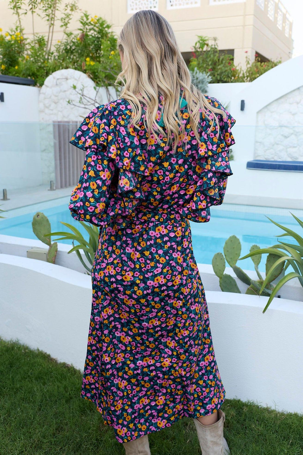 Confetti Crush Printed Dress in Wild Fuchsia