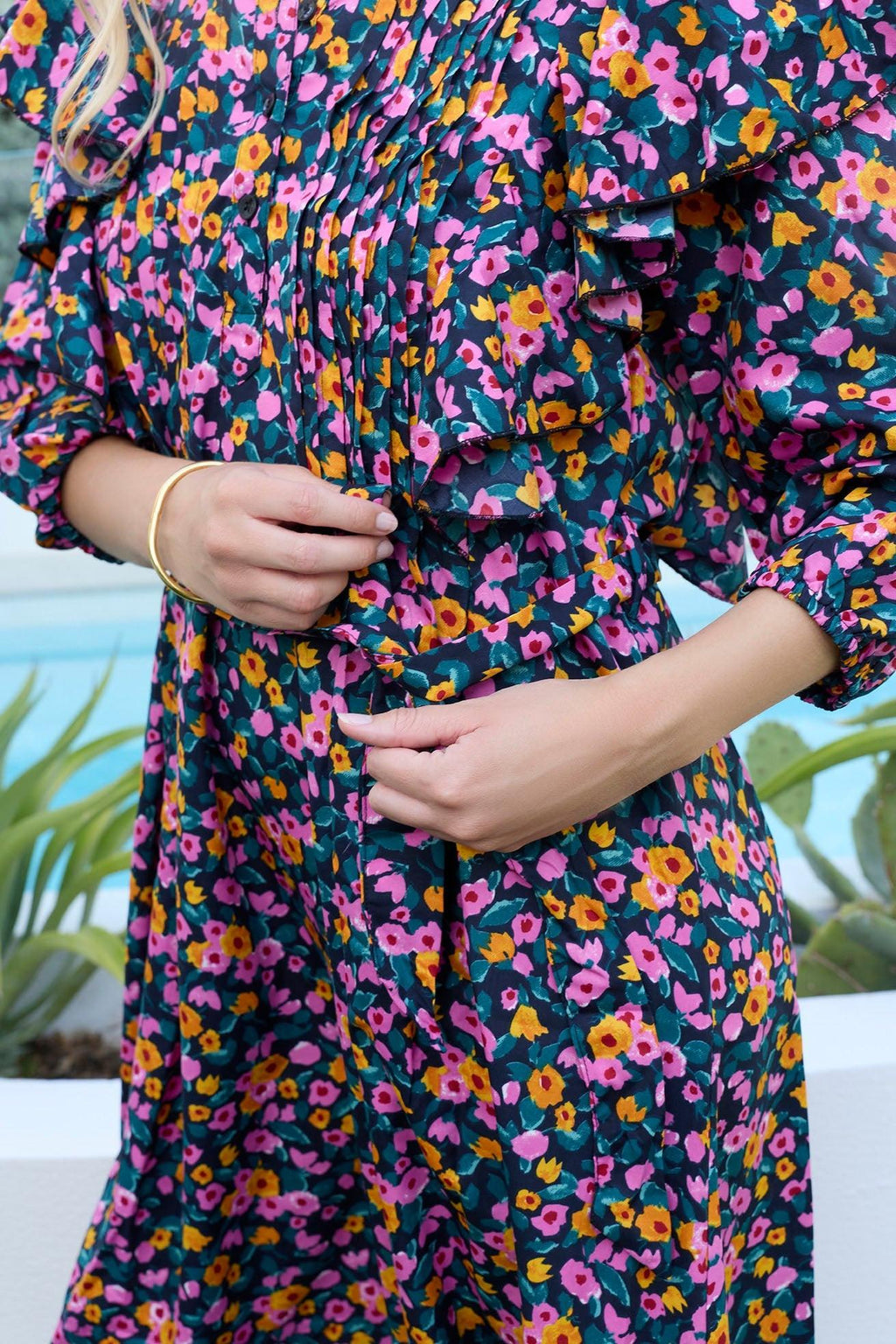 Confetti Crush Printed Dress in Wild Fuchsia