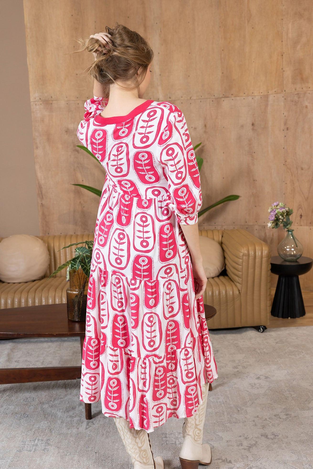 The Herbarium Long Dress in Ivory Pink