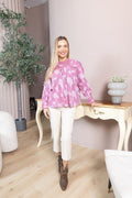 Victorian Bloom Blouse in Dusty Pink