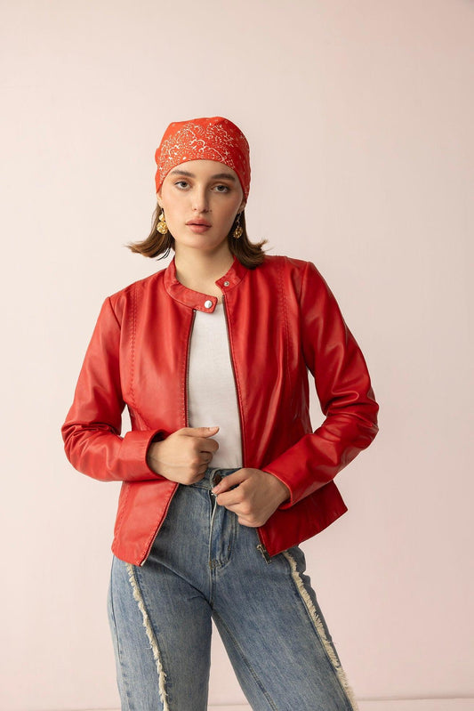 Fireline Femme Lederjacke in Red Ember