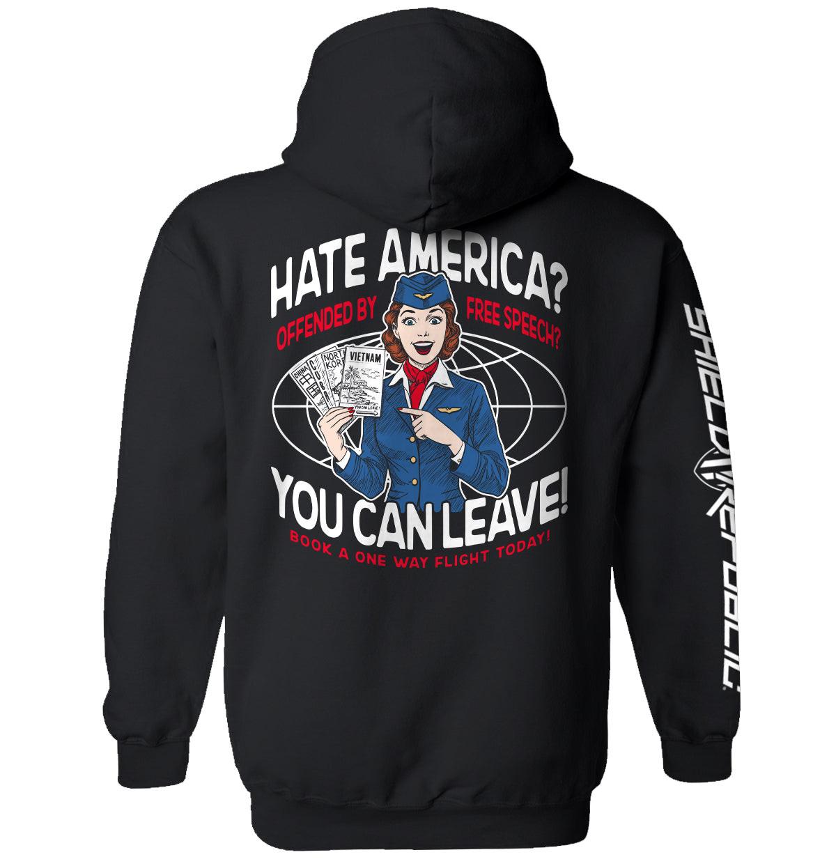 Wenn du Amerika hasst und dich von freier Meinungsäußerung beleidigt fühlst, kannst du ja gehen.