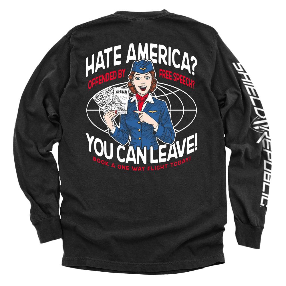 Wenn du Amerika hasst und dich von freier Meinungsäußerung beleidigt fühlst, kannst du ja gehen.