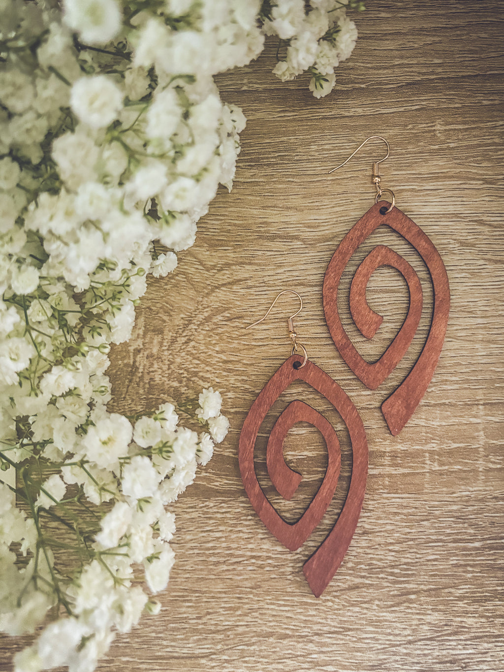 Beautiful Boho Wooden Drop Earrings