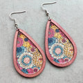 Beautiful Colorful Floral Wood Drop Earrings